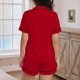 thumbnail image 5 of Qingpeng Women's Pajamas Set Heart Print Button Down Short Sleeve Shirt with Shorts Summer Soft Comfy Sleepwear PJs Set Size S-XXL, 5 of 6