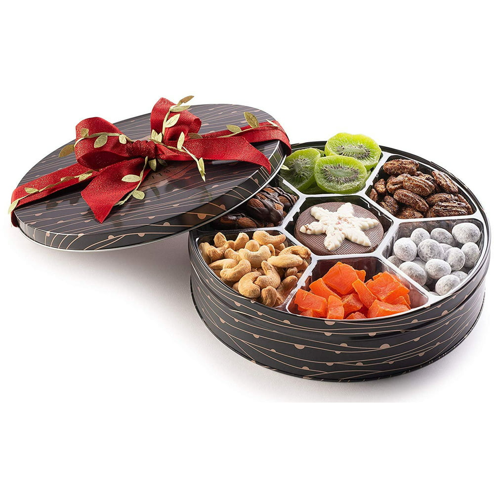The Nuttery Deluxe Premium Nut and Dried Fruit Gift Basket- 7 Sectional