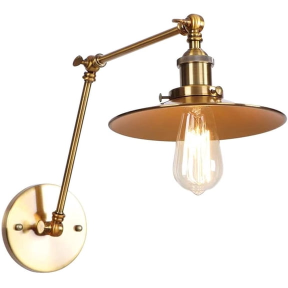 Retro Wrought Iron Wall Lamp Double Section Telescopic Folding Pole Swing Arm Chrome Plating Gold Wall Light for Bedroom Bar Cafe Wall Lighting Fixture