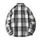 thumbnail image 5 of Blusa y camisa de manga larga con cuello vuelto para hombre, blusa informal a cuadros a la moda con botones y cuello vuelto, blusa de poliéster para hombre, 5 of 9