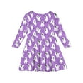 thumbnail image 3 of YOUYEDIAN Kids Girls Halloween Dresses Long Sleeve Pumpkin Bat Spider Print Vacation Dresses Funny Modest Dresses Soft Crewneck Halloween Dresses Light Purple 9-10 Years, 3 of 4