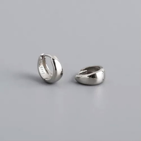 QQTDFG Sterling Silver Dome Huggie Hoop Earrings Women A1051-Silver - 7 mm (Inner Dia)