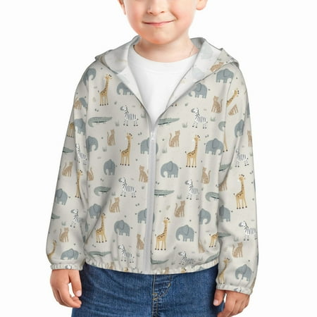 

Sun Hoodie for Kids African Animals Long Sleeve Swim Fishing Shirts Sun Protection Zip Up Jacket Clothing Athletic Hoodie