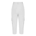 thumbnail image 3 of Eltusu Men's Cargo Pants, Solid Color Below the Knee Casual Elastic Waistband Capris Pants White Size S, 3 of 9