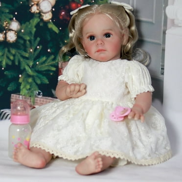 PYD Reborn Baby Dolls Vinyl Silicone 21" Realistic Pretty Newborn Girl Doll Beautiful Gift