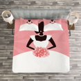 thumbnail image 3 of Ambesonne Salmon Quilted Bedspread Set 3 Pcs, Wedding Dress Flowers, Queen Size, Black White and Salmon, 3 of 3