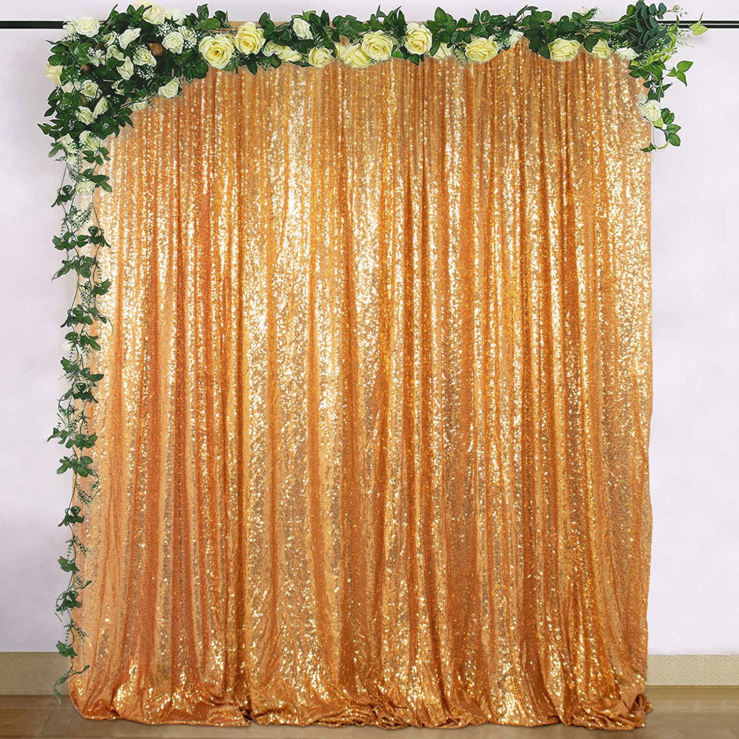 Zdada Rose Gold Sequin Backdrop 8x8ft Shimmer Party Sequin Backdrop Wedding Photo Booth Sequin Backdrop
