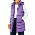 thumbnail image 2 of Sevevn Girls Boys Long Puffer Vest with Hood Sleeveless Quilted Padded Gilet Kids Zip Up Warm Outerwear Waistcoat, 2 of 9