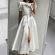 thumbnail image 1 of Women Elegant Long Dresses Summer Fashion Puff Sleeve O Neck Slit Dresses Chic Slim High Waist Large Swing A Line Dress VestidosS&China Gao Jinjia LED, 1 of 2