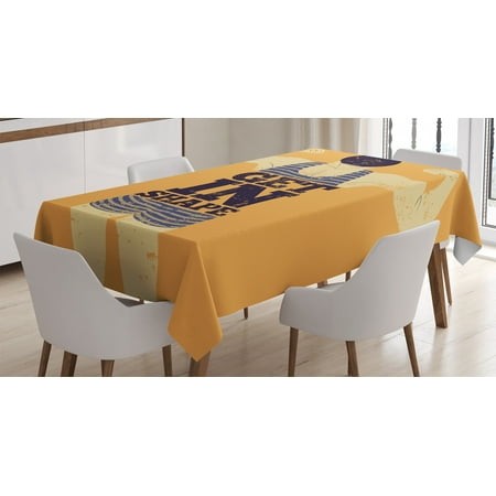 

Ambesonne Vintage Tablecloth Rectangular Table Cover Bodybuilding Sports 60 x84 Orange