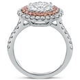 thumbnail image 4 of 8mm Round Cut Double Halo Diamond Engagement Ring With Pink Diamonds R216M, 4 of 5