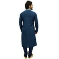 thumbnail image 5 of Atasi Men's Designer Ethnic Navy Blue Cotton Kurta Pyjama Set Long Shirt-Medium, 5 of 7