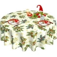 thumbnail image 1 of Round Tablecloth 60 Inch, Winter Snowflake Green Holly Table Cloth for Christmas Rustic Farmhouse Kitchen Decor, Wipeable Polyester Fabric Table Cover for Holiday Party, 1 of 6