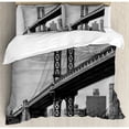 thumbnail image 3 of New York Duvet Cover Set Twin Size, Bridge of NYC Vintage East Hudson River Image USA Travel Top Place City Photo Art Print, Decorative 2 Piece Bedding Set with 1 Pillow Sham, Grey, by Ambesonne, 3 of 3