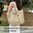 thumbnail image 3 of AOUNQ Straw Handbags for Women Woven Summer Purses Beach Tote Bag with Zipper Carry on Bags for Vacation Travel, 3 of 7