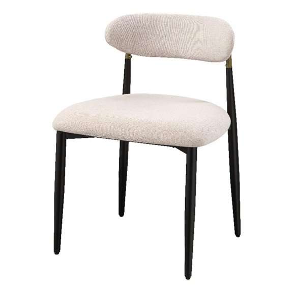 ACME Jaramillo Metal & Fabric Upholstered Side Chair in Beige & Black (Set of 2)