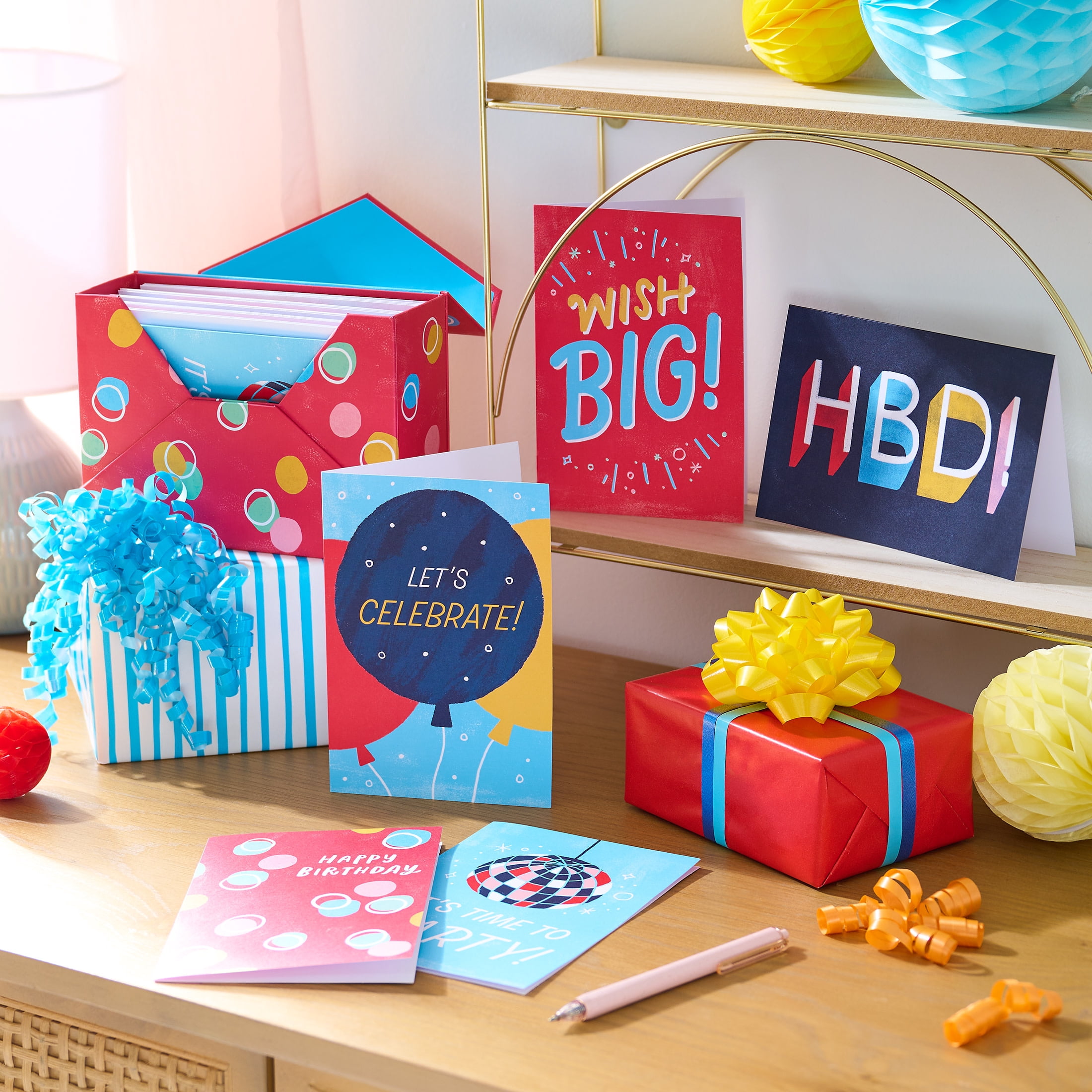 American Greetings Birthday Card Bundle with Storage Box, Birthday Wish (4-Designs, 20-Count)