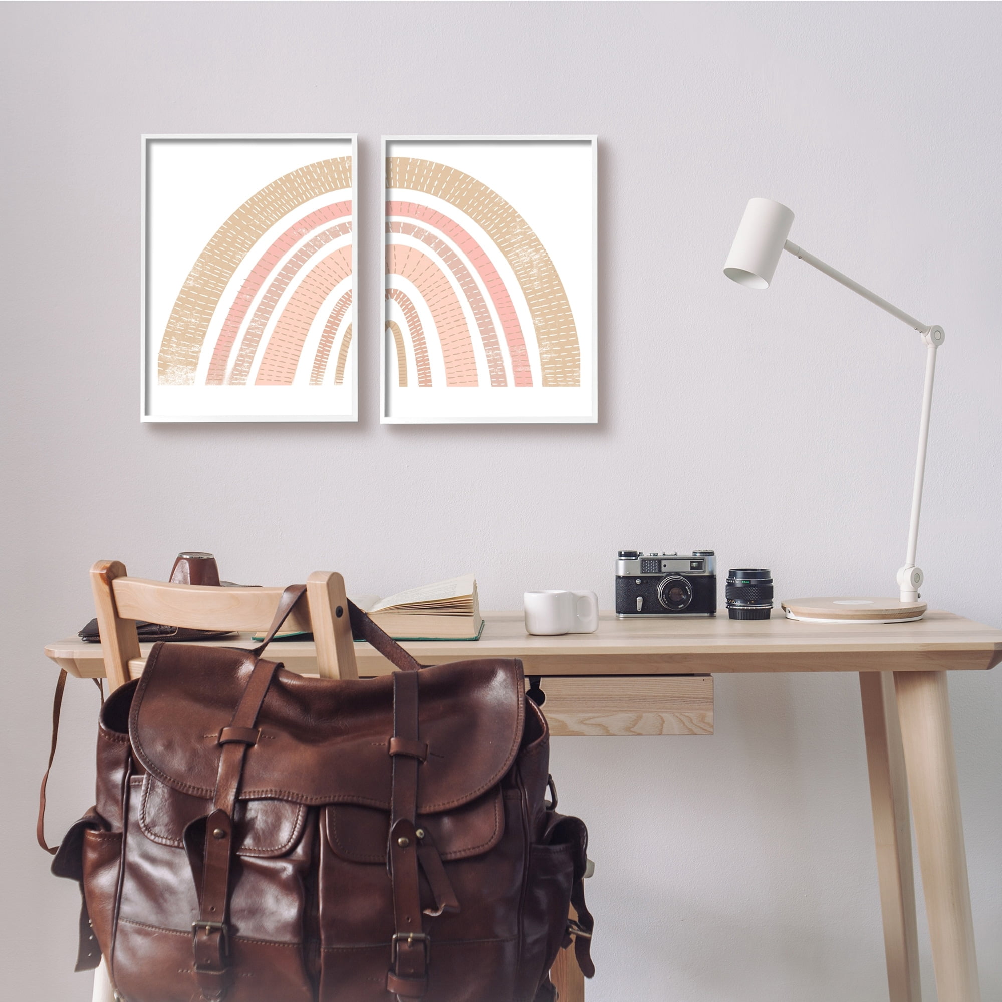 Stupell Industries Abstract Pink Neutral Kid's Rainbow Arches Striped Patterns, 11 x 14, Design by Daphne Polselli