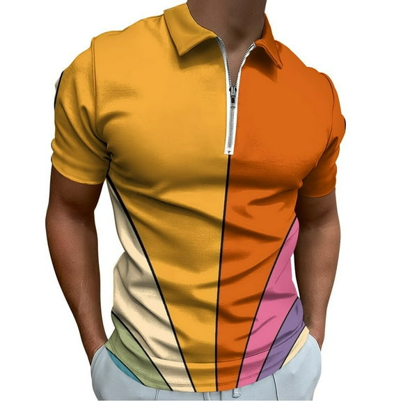 70s Retro Gallery Men Zipper T-shirt Summer Casual Short Sleeve T-shirt Top