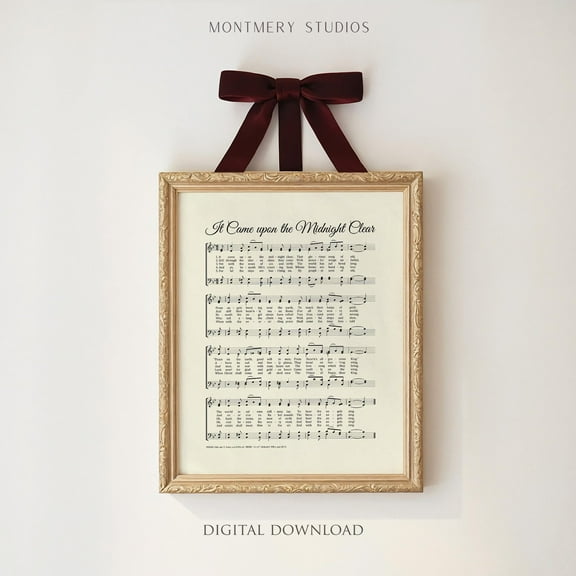 It Came Upon The Midnight Clear Hymn, Nativity Sheet Music, Hymns Sheet Music, Poster Hymn Sheets, , Ch Warm Present Vintage UNFRAMED Poster Size 8x12