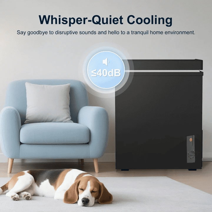 TABU 5.0 Cu ft Chest Freezer, Top Open Door, Black, Garage Ready