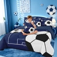 thumbnail image 4 of meiyoeat Football Ball Games 7 Pieces Full Size Bedding Sets For Boys,Soccer Sport Theme Full Size Bed in a Bag For Kids,Navy Blue Reversible, 4 of 7