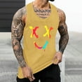 thumbnail image 2 of UVEASISHA Cool Tank Tops for Men Smiley Face Print Sleeveless Funny Shirts Hipster Stylish Gym Workout Shirt Summer Casual Athletic Fitness Tanks Yellow 4XL, 2 of 6