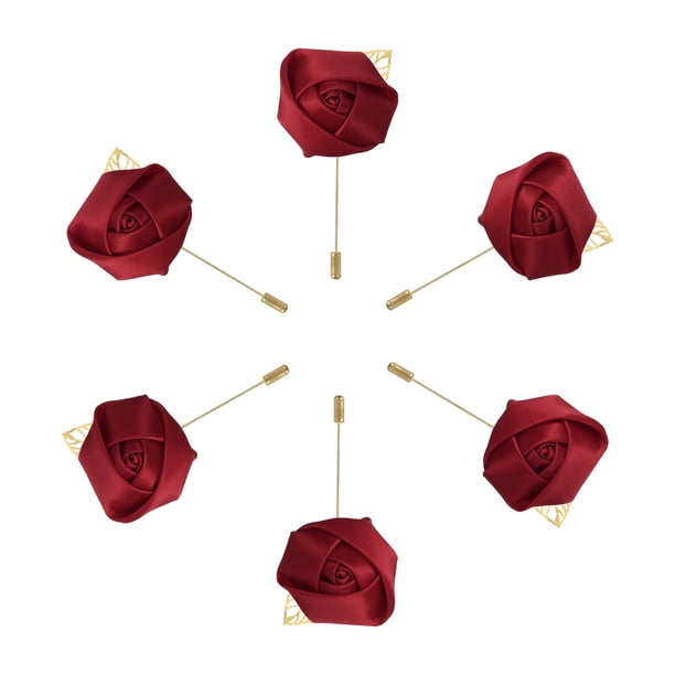 Ramilletes de Rosa Unique Bargains 6 Pcs para Novio Ceremonia de Boda Vino Tinto