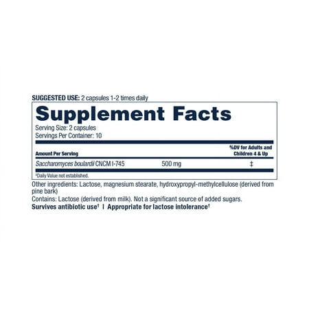 Florastor Unisex Daily Probiotic Supplement, Saccharomyces Boulardii CNCM I-745, 20 Count