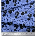 thumbnail image 3 of Soimoi Blue Japan Crepe Satin Fabric Dots & Circle Geometric Printed Craft Fabric by the Yard 42 Inch Wide, 3 of 3
