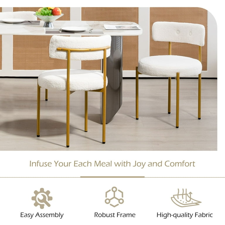 mid century white and gold dining chairs set of