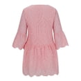 thumbnail image 5 of qolati Women's Spring Summer Boho Dresses Fashion Ruffled 3/4 Sleeve Eyelet Mini Dress Plus Size Casual Pleated Layered Beach Sundress, 5 of 6