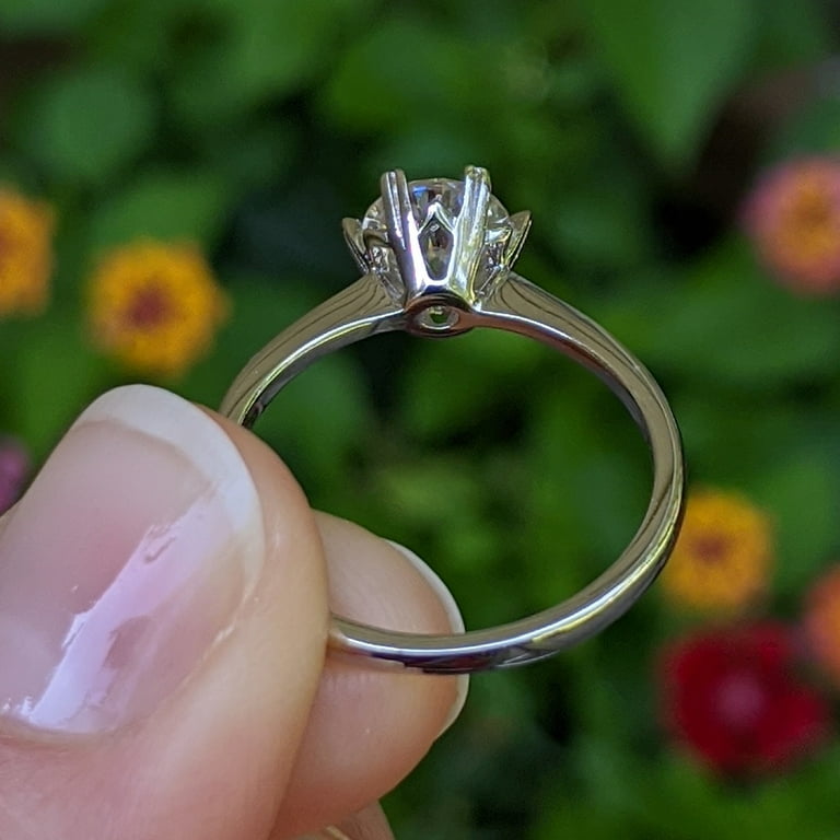 TwoBirch Platinum Plated 925 Sterling Silver 1 CT Solitaire Moissanite Engagement Ring with Heart Shaped Prongs Size 7 Walmart