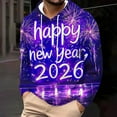 thumbnail image 4 of COSFO Men Hoodies Happy New Year Graphic Flannel Hooded Sweatshirts Loose Fit Pullover Long Sleeve Men's Shirts, 4 of 6