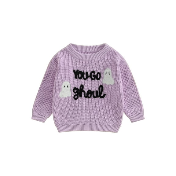 ZINTAOZT Toddler Baby Girl Halloween Clothes Ghost Knitted Oversized Sweater Long Sleeve Pullover Knitwear 12M-5T