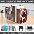thumbnail image 4 of Acrylic Bookends 2 Pairs Decorative Book Stoppers for Home Office Desk Organizer Dark Red Carnations, 4 of 6