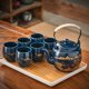 thumbnail image 5 of Juego de té de gran capacidad con esmalte negro, tetera de cerámica sencilla con asa, juego de taza de té, regalo para el hogar y la oficina, 5 of 6