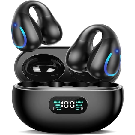 AI Translation Earbuds Real Time 144 Languages Clip On Earphones Translator Headphones Audifonos Traductores Inglés Español Bluetooth 60H Playtime Headphones for Travel Business Meeting Learning