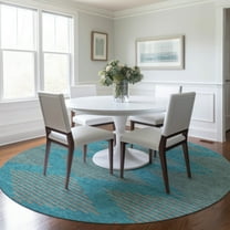 Addison Rugs Chantille Indoor/Outdoor Transitional Geometric Teal Washable Round Rug, 8' x 8'