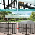 thumbnail image 4 of MEETWARM Large Outdoor Dog Kennel, Metal Heavy Duty Pet Playpen, Rust-Resistant Outdoor Dog Fence with Anti-UV & Waterproof Top Cover and Secure Lock for Backyard, 4'L x 8'W x 6'H, 4 of 7