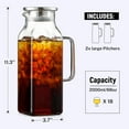 thumbnail image 2 of 2 Pack 2 Liters/68 oz Square Glass Pitcher with Lid and Handle for Fridge, Iced Tea and Coffee Carafe Beverage Serveware, Heat Resistant Borosilicate Water Jug for Hot/Cold Drinks and Milk, 2 of 6