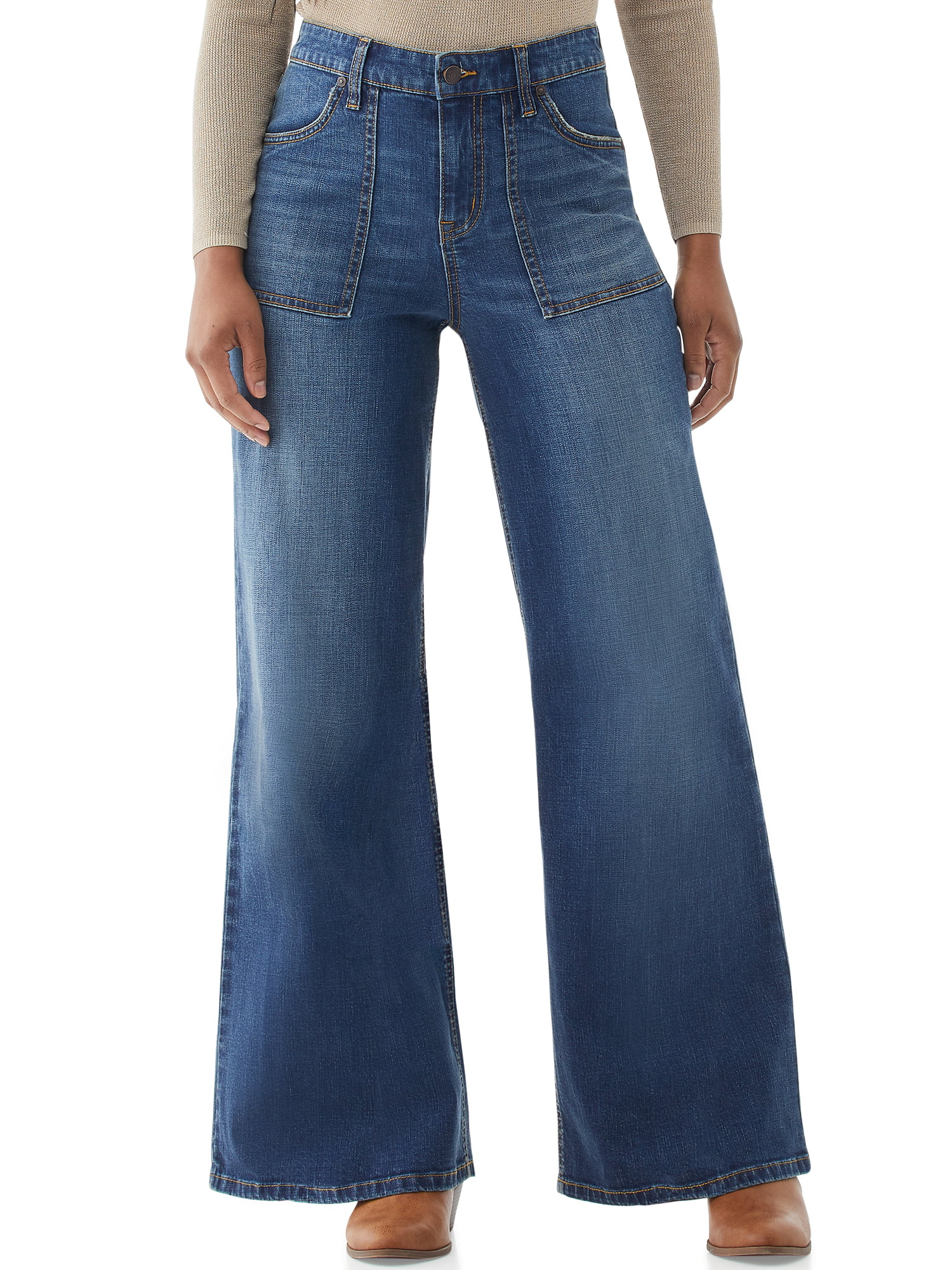 Scoop - Scoop Women's Utility Wide Leg Jeans - Walmart.com - Walmart.com