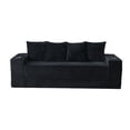 thumbnail image 6 of Leumius 2-in-1 Convertible Sofa Bed,Boneless Corduroy Modular Sleeper Couch with Cup Holders & Side Storage Pockets,Oversized Deep Seat Sofa for Living Room, Apartment, Guest Room,Black, 6 of 9