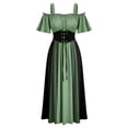 thumbnail image 5 of Huowey Women Halloween Witch Vampire Off Shoulder Gothic Dresses Elegant Cosplay Party Gown Short Sleeve Soft Trick Or Treat Dress,Green,S, 5 of 6