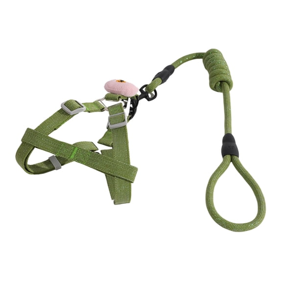 dgysar Reflective Dog Harness and Leash Set No-Escape Round Rope Chest Strap for Small Medium Dogs Outdoor Training Green 1PC