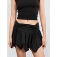 thumbnail image 3 of Faithtur Women Gothic Punk Irregular Skirts Solid Color Drawstring Tie-Up Ruched Ruffles Mini Skirt Summer Fashion Short Skirts, 3 of 9