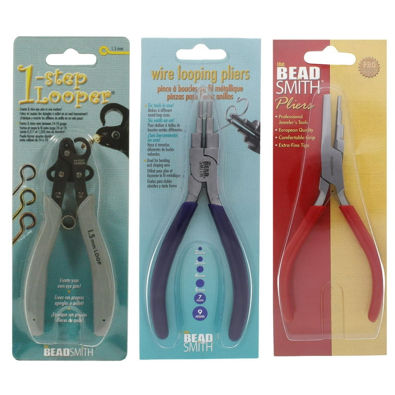 The Beadsmith Looping Kit Includes 1-Step Looper, 1 Bail Making Plier and 1 Concave/Round Nose Plier Create Consistent Loops for Rosaries, Earrings