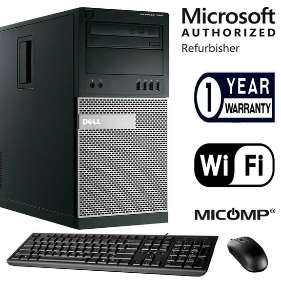 Restored Dell Optiplex 7010 3.2Ghz Tower Computer PC I5-3470 Quad Core 8GB 1TB Hard Drive DVRW WiFi Windows 10 Professional (Refurbished)
