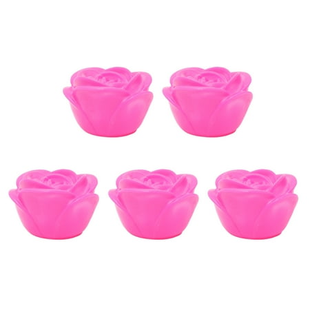 

5 Pcs LED Light Simulated Rose Shaped Night Light Electronic Lamp Romantic Plastic Floral Light (Pink/ 7 Colors)