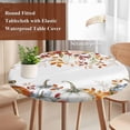 thumbnail image 4 of Orange Blue Pumpkin Fall Round Tablecloth, Fitted Table Cover with Elastic for 36"-44" Round Tables, Thanksgiving Floral Leaves Table Cloth Outdoor Indoor Dinning Party Waterproof Tablecloths, 4 of 7